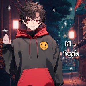 VTuber Ben, the hoody lover 10 emotions / toggles Live2d model for Vtube Studio premade for streaming twitch, youtube, kick.... zdjęcie 5