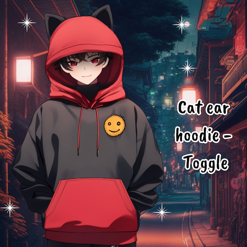 VTuber Ben, the hoody lover 10 emotions / toggles Live2d model for Vtube Studio premade for streaming twitch, youtube, kick.... zdjęcie 4