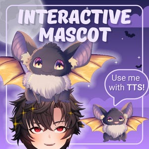 VTUBER ASSET | Cute Bat Mascot | TTS pet | Animated Live2D item for &quot;VTube Studio&quot; | Vts P.O.G. ready | For Streaming on Twitch, Youtube...