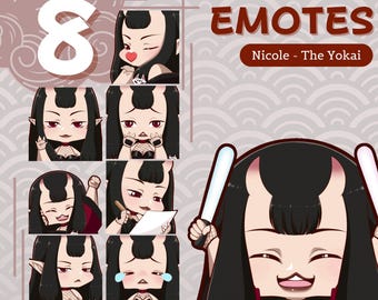 ANIMATED EMOTES BUNDLE | Nicole, the yokai | 8 animated emotes | For Twitch, Discord, Youtube and more