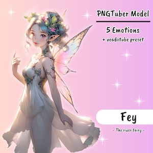 PNGTUBER | Fey, de rivierfee | 5 emoties | vTuber vooraf gemaakte assets voor streaming op twitch, kick, youtube en meer