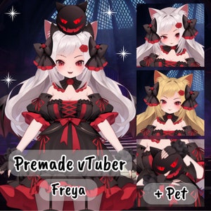 VTuber | Freya, the vampire girl | With pet | 5 emotions | 6 toggles | Live2d model for Vtube Studio premade for streaming twitch, youtube