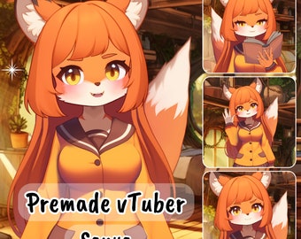 VTuber | Sanya, the fox lady | 12 emotions / toggles | 5 outfits | Live2d model for Vtube Studio premade and streaming twitch, youtube, kick