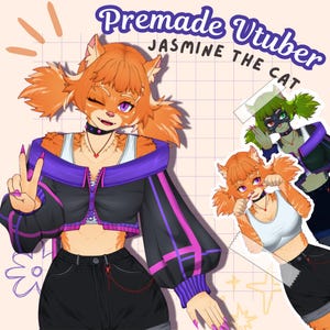 VTuber | Jasmijn, de kat | Aanpasbaar Live2d-premademodel voor Vtube Studio, streaming op twitch, kick, youtube | &gt;15 emoties/wissels