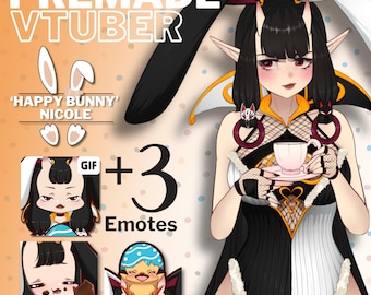 VTuber | Nicole, the Yokai | Bunny / Easter edition | +3 emotes | Customizable Live2d premade model for Vtube Studio