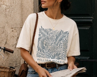 Retro Floral Shirt for Women Flowers Tshirt Comfort Colors William Morris Shirt Chic Aesthetic T Shirt for Plant Lover Women Graphic Tee