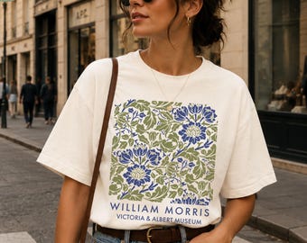 William Morris Shirt Retro Women Floral T-shirt Flowers Shirt Art Nouveau Tshirt Victoria & Albert Museum Shirt Arts and Crafts Movement Top