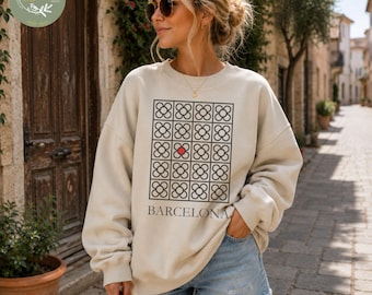 Barcelona Street Floor Sweatshirt,Barcelona Swearshirt,Europe Travel Gift, Travel Agent,Mediterranean Vibe,European City Sweater,Spain Shirt
