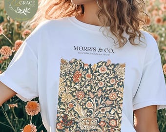 Camisa William Morris con colores cómodos: camiseta botánica floral vintage