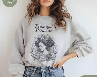 Pride and Prejudice-sweater Jane Austen geschenken leesgrage Merch boekenliefhebber shirt Jane Austen shirt bibliothecaris shirt klassiek literatuur shirt