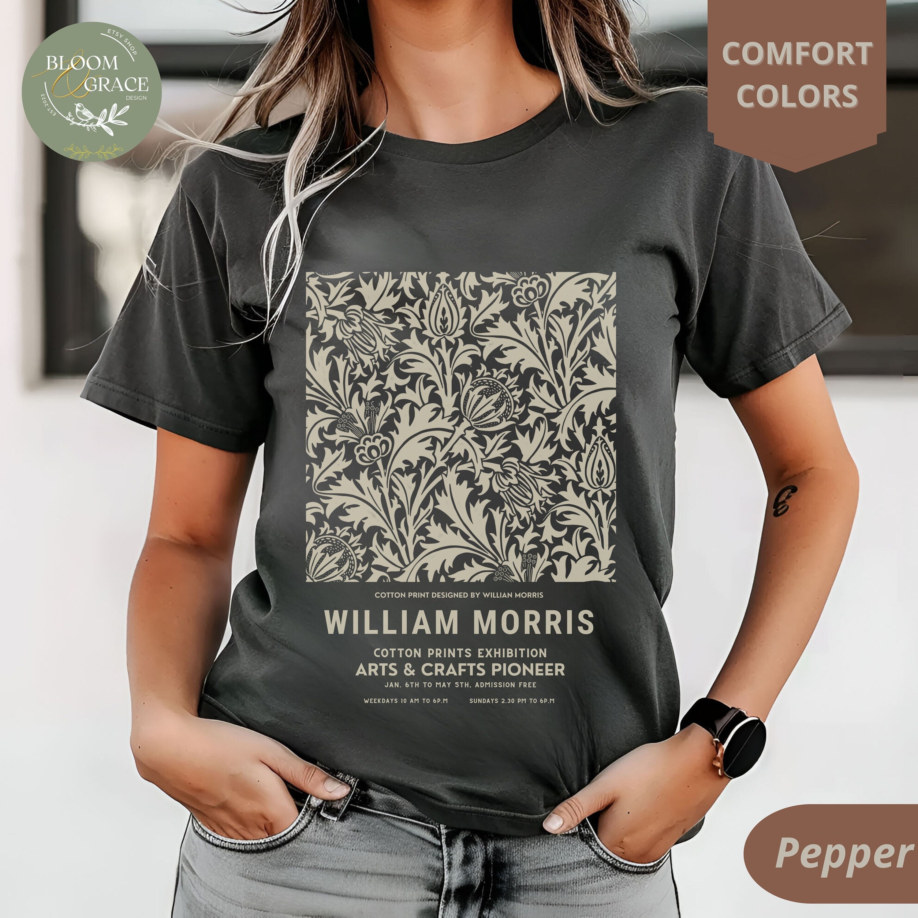 Retro Floral Shirt Women Flowers Tshirt Comfort Colors William Morris Shirt Classy Aesthetic T Shirt Gift Nature Lover Women Graphic Tee