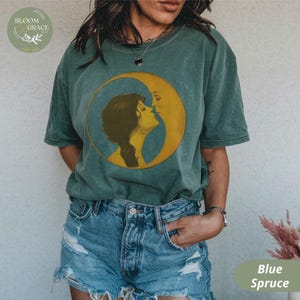 Vintage Illustration Shirt Woman Kissing Moon Tshirt Retro Style Tee Art Nouveau Shirt Comfort Colors Shirt Women Graphic Tee image 11