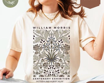 William Morris Floral Shirt: Vintage Botanical Art, Comfort Colors Tee