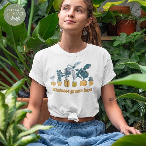 Retro Plants Shirt Vintage Botanical Tshirt Illustration Greenery Tee Gift Nature Kindness Gows Here Lover Gift Plant Lover Etsy