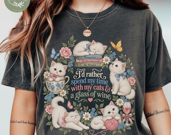 Unbothered and Single Shirt, Feminist Cat Lady Comfort Colors Tee, Cats Over Men Graphic, Cottagecore Independent Woman Gift