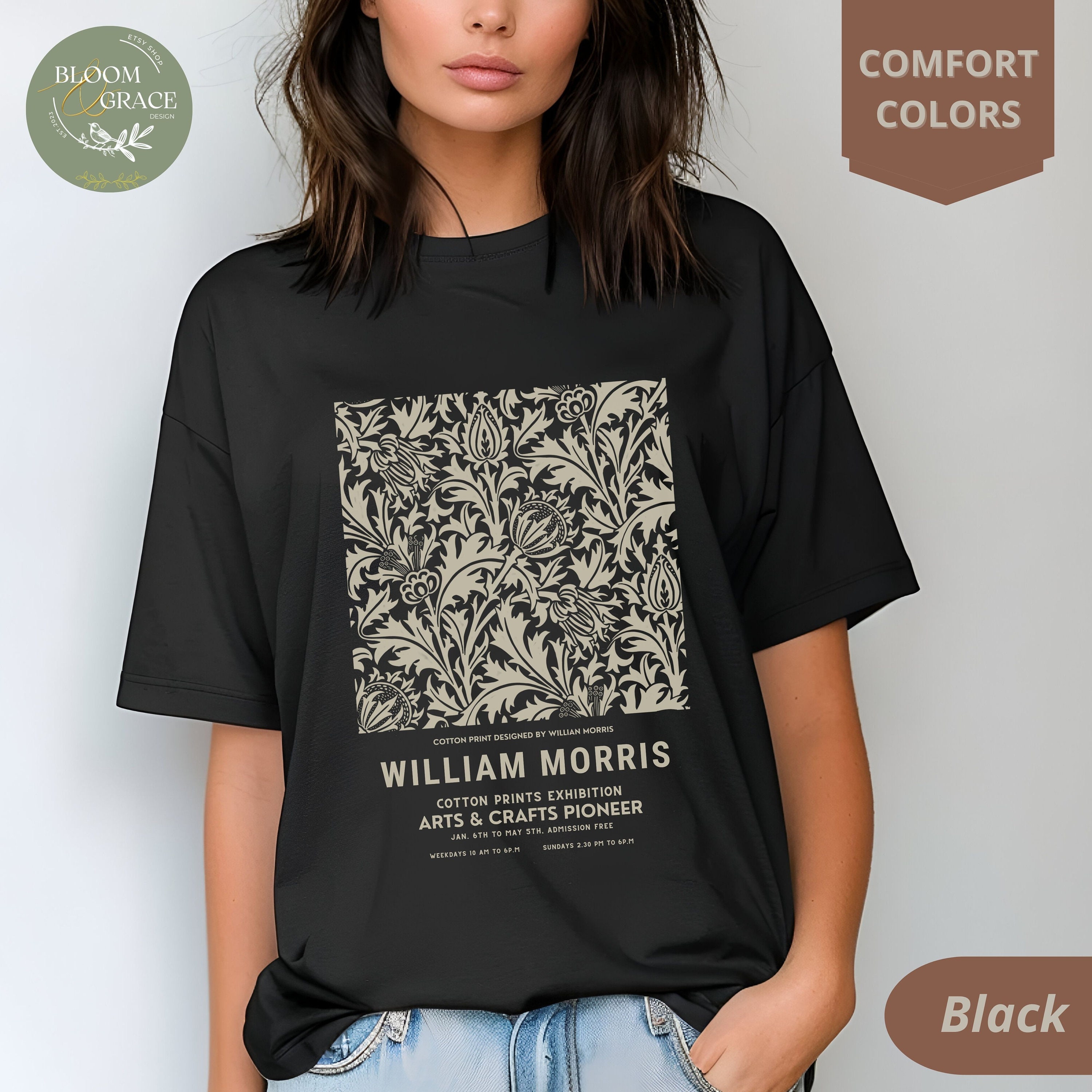Retro Floral Shirt Women Flowers Tshirt Comfort Colors William Morris Shirt Classy Aesthetic T Shirt Gift Nature Lover Women Graphic Tee