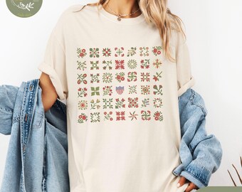 Vintage Folk Art Quilt T-Shirt: Comfort Colors Boho Tee