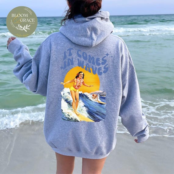 Sweat à capuche de surf rétro, sweat-shirt plage mer, Hawaii Good