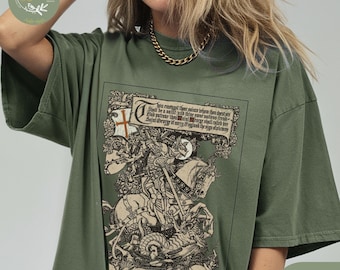 Medieval Shirt Castlecore Shirt Knightcore Tshirt Medieval Inspired Saint George Dragon Shirt Renaissance Shirt Renfaire Whimsigot Clothing
