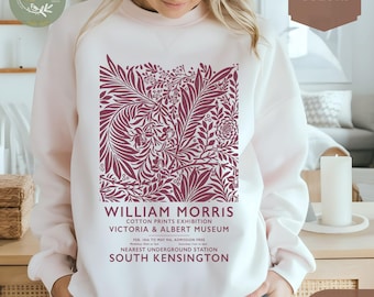 Sudadera/Camiseta William Morris – Diseño artístico vintage, estilo botánico y floral, colores cómodos, ropa de mujer, regalo para amantes del arte y las plantas
