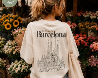 Barcelona Shirt, Sagrada Familia Tshirt, Europe Travel Gift, Travel Agent, Mediterranean Vibe Shirt, European City Tshirt, Spain Shirt