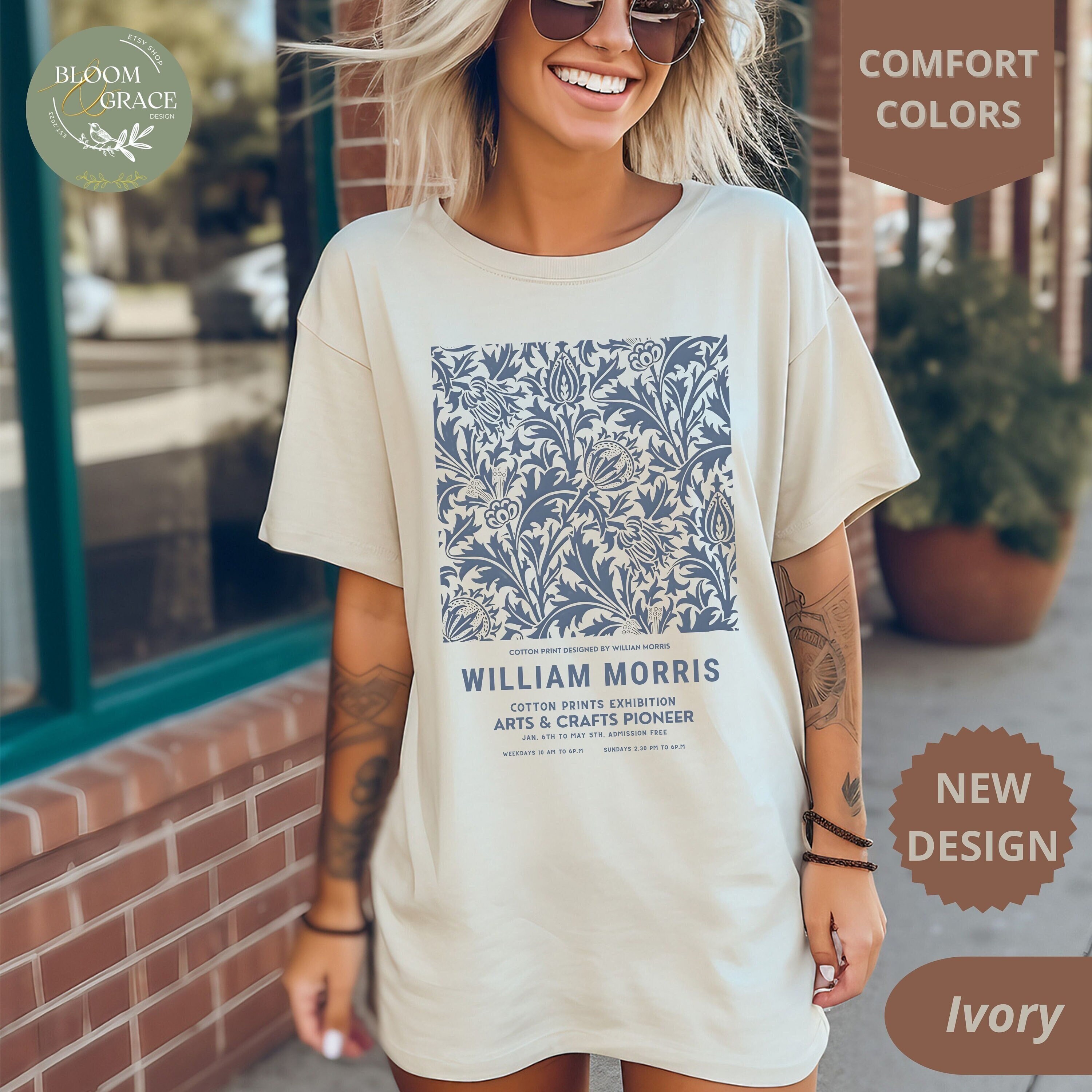 Retro Floral Shirt Women Flowers Tshirt Comfort Colors William Morris Shirt Classy Aesthetic T Shirt Gift Nature Lover Women Graphic Tee