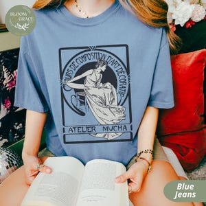 Alphonse Mucha Art Nouveau T-Shirt: Boho Vintage Illustration Comfort Colors Tee