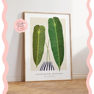 Anthurium Veitchii, King Anthurium Houseplant Painting, Bold Abstract Modern Art Print, Plant Home Decor, Unusual and Classic Plants