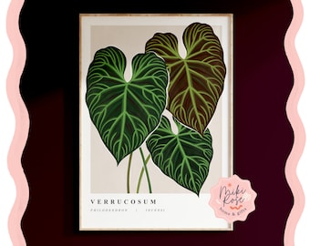 Philodendron Verrucosum, Houseplant Painting, Bold Abstract Modern Art Print, Plant Home Decor, Unusual and Classic Plants