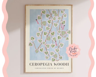 Ceropegia Woodii, Variegated String of Hearts, Houseplant Bold Abstract Modern Art Print, Plant Home Decor, Unusual and Classic Plants