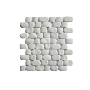 Strip White Natural Stone Pebble Tiles | Decorative Stone Backsplash | Mosaic Wall tiles | 12&quot;x12&quot; | 5 Tiles Sheets