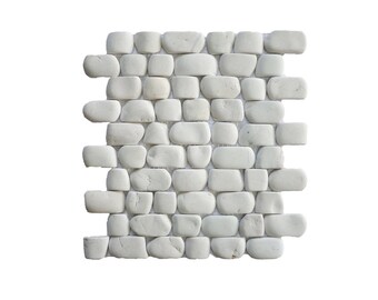 White Natural Stone Pebble Tile: Decorative Backsplash (12"x12" Sheet)