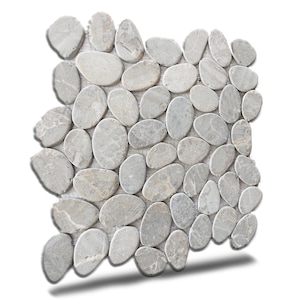 Smoke Grey Slice Pebble Mosaic, Backsplash Tiles for Kitchen, Shower, and Bathroom Walls and floors  (12&quot; X 12&quot;) 5 tiles per case