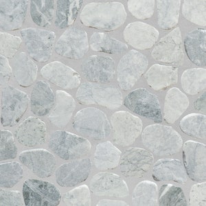 Ice Glacier Slice Pebble Mosaic, Backsplash Tiles for Kitchen, Shower, and Bathroom Walls and floors  (12&quot; X 12&quot;) 5 tiles per case