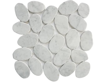 Xl Slice White Carrara Marble Mosaic Tile - Floor and Wall | 5 tiles per case