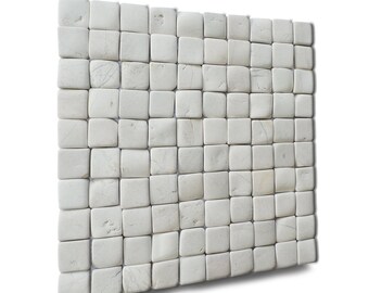 Molar 3 White Pebble Mosaic, Tumbled Stone Backsplash Tiles for Kitchen Walls, Shower and Bathroom Walls, and Outdoor Areas (12" X 12")