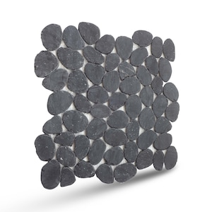 Charcoal Slice Pebble Mosaic, Backsplash Tiles for Kitchen, Shower, and Bathroom Walls and floors  (12" X 12") 5 tiles per case