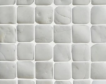 Square White Stone Mosaic Tiles: Natural Wall & Floor Decor