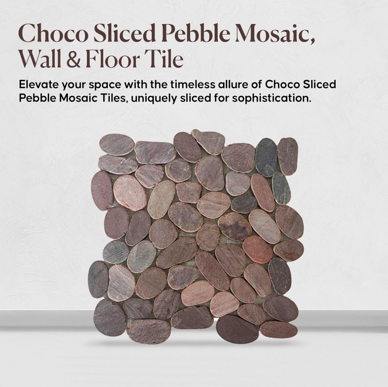 Chocolate Slice Pebble Mosaic, Backsplash Tiles for Kitchen, Shower, and Bathroom Walls and floors 12 X 12 5 tiles per case image 6