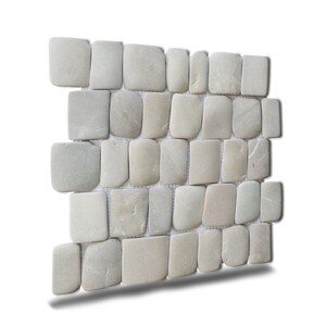 Canine Tan Natural Pebble Stone Mosaic Wall and Floor Tiles  (5 tiles per case)