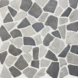 Stone Grey Random Stone Marble Mosaic Wall and Floor Tile 11.4&quot;x11.4&quot; ( 5 Tiles per case )