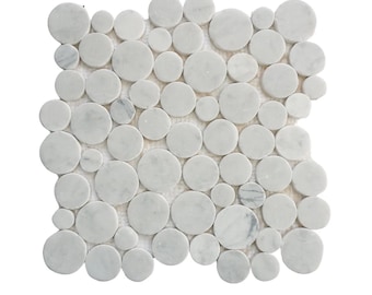 Penny White Carrara Marble Mosaic Tile - Floor and Wall tiles | 5 tiles per case