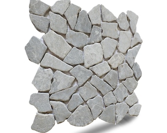 Nusa Grey Random Stone Marble Mosaic Wall and Floor Tile 11.4"x11.4" ( 5 Tiles per case )