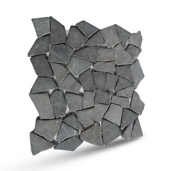 Grey Random Stone Marble Mosaic Wall and Floor Tile 11.4"x11.4" ( 5 Tiles per case )