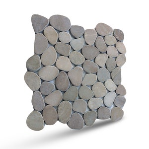 Tan Slice Pebble Mosaic, Backsplash Tiles for Kitchen, Shower, and Bathroom Walls and floors  (12&quot; X 12&quot;) 5 tiles per case