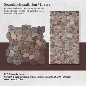 Chocolate Slice Pebble Mosaic, Backsplash Tiles for Kitchen, Shower, and Bathroom Walls and floors 12 X 12 5 tiles per case image 8
