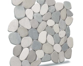 Mix Blend Slice Pebble Mosaic, Backsplash Tiles for Kitchen, Shower, and Bathroom Walls and floors  (12" X 12") 5 tiles per case