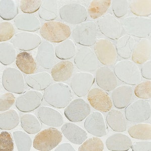 Oyster Slice Pebble Mosaic, Backsplash Tiles for Kitchen, Shower, and Bathroom Walls and floors  (12&quot; X 12&quot;) 5 tiles per case