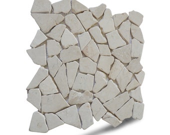 White Random Stone Marble Mosaic Wall and Floor Tile 11.4"x11.4" ( 5 Tiles per case )