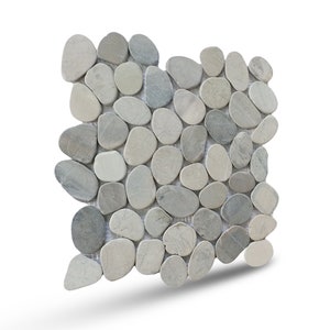 Pale Slice Pebble Mosaic, Backsplash Tiles for Kitchen, Shower, and Bathroom Walls and floors  (12&quot; X 12&quot;) 5 tiles per case
